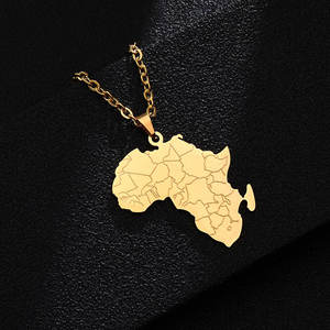 Collier avec pendentif personnalisé en acier inoxydable 316L, plaqué or 14K 18K PVD, bijoux fins, collier avec carte de l'Afrique pour femmes - Product Image 6