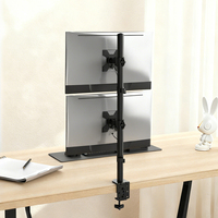 Support double moniteur articulé Khcoohoo à ressort à gaz, fixation VESA pour écrans de 13 à 27 pouces, installation facile par pince en C ou œillet.