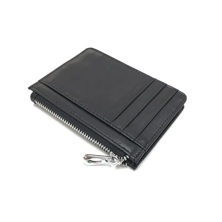 Custom Logo mens women Leather Short Minimalist Wallet Genuine Leather Wallet Zipper Luxury Purse Pocket Coin Purse