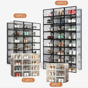 Nueva caja de almacenamiento de zapatos transparente/estantería para zapatos hecha de plástico PP, a prueba de polvo y humedad, adecuada para dormitorios y - Product Image 5