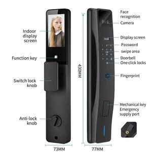 Serrure de porte intelligente Aurelysse avec reconnaissance faciale 3D, déverrouillage par empreinte digitale et veine palmaire, interphone vidéo Wi-Fi haute sécurité, prix usine - Product Image 6