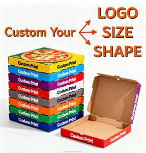 Hộp pizza giấy sóng chất lượng thực phẩm, siêu bền, sinh học phân hủy, kích thước 10, 12, 14 inch, in logo tùy chỉnh, đóng gói bán buôn, có thể tái chế - Product Image 2