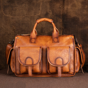 Ando <b>Bag</b> Vintage Genuine Cowhide Leather Travel Duffel <b>Bag</b> <b>Mens</b> Large Capacity <b>Shoulder</b> Carry <b>Bag</b> - Product Image 1