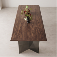 Wabi Sabi Massivholz Esstisch und Stühle Set aus Schwarzem Walnussholz Farbverlauf Acryl Kleine Wohnung Möbel