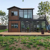 Villa résidentielle au design minimaliste Maison en conteneur Solaires à toit plat et maisons en verre Produit