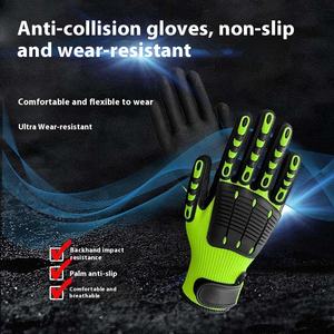 Guantes DE TRABAJO antideslizantes antiimpacto TPR Premium con cierre de muñeca con <span class=keywords><strong>velcro</strong></span> para seguridad en operaciones mecánicas - Product Image 3