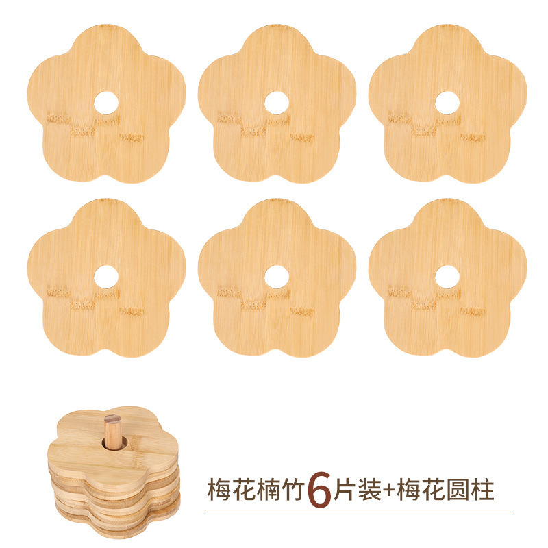 Pack de 6 piezas de bambú flor de ciruelo + soporte cilíndrico [12CM]