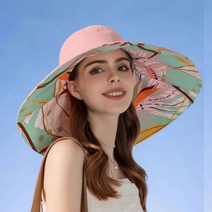Factory Wholesale Custom Print Floral <b>Reversible</b> <b>Bucket</b> <b>Hats</b> Cotton Wide Brim Tropical Sun <b>Hats</b> for Adults for Holiday Beach - Product Image 3