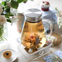 Théière en verre borosilicate de 27 oz avec filtre en acier inoxydable, bouilloire à thé en verre résistant à la chaleur, usine certifiée BSCI