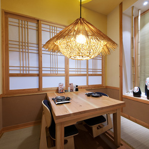Lampadario creativo del negozio di piatti caldi di personalità del ristorante giapponese Chanyi decorazione della sala da tè lampada d'arte in Rattan - Product Image 5