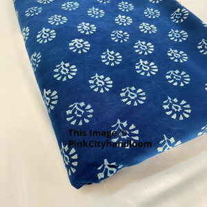 Tela cortada a medida, tela de algodón azul índigo, tela Natural con estampado de bloques indios para mujeres, vestido de moda para niños - Product Image 1