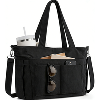 Sac fourre-tout en velours côtelé grande capacité personnalisé - Sac à bandoulière multi-poches pour le travail avec porte-gobelet pour femmes