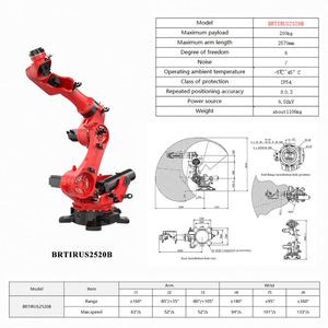 Robot industriel puissant BRTIRUS2520B, capacité de charge utile de 200 kg, portée du bras de 2570 mm, robots articulés pour la palettisation et la soudure - Product Image 2