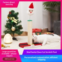 Arbre à chat de Noël, petit, thème Père Noël, style mignon, pour l'hiver, griffoir en sisal, ne perd pas ses fibres