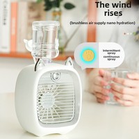 Ventilateur de table OEM mini USB LED à humidification par pulvérisation, 5V, à turbine en plastique refroidie par eau, trois vitesses, moteur sans balais, pour usage domestique