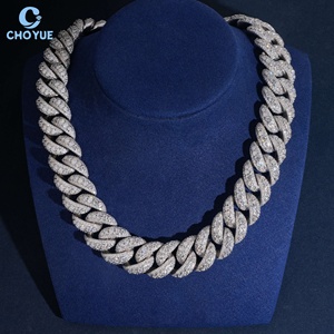 Collar de Cadena Cubana de Moissanita con Engaste de Bisel Grueso de 22mm, Chapado en Rodio, Plata Sólida 925, Joyería Hiphop Iced Out - Product Image 5