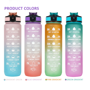Botella de Agua de Plástico con Pajita y Marcador de Tiempo, Personalizada, para Fitness, Libre de BPA, Venta al Por Mayor - Product Image 4
