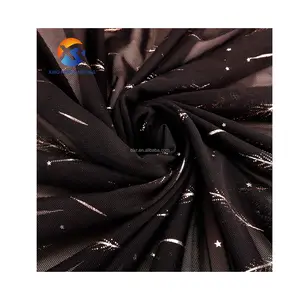 Alta qualidade malha tecido decorativo 100% nylon tule respirável impermeável tule impresso tecido