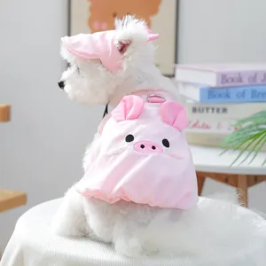 Chapeau de <span class=keywords><strong>soleil</strong></span> rose et gilet fleuri pour chiens, ensemble assorti de vêtements mignons pour chiots, tenue de costume pour animaux de compagnie pour chiens de petite et moyenne taille - Product Image 1