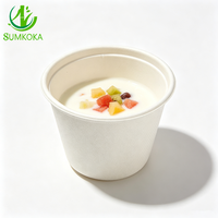SUMKOKA Gobelet à soupe en bagasse de canne à sucre de 16 oz, compostable, pour aliments chauds, avec couvercle assorti, pour la restauration australienne à emporter