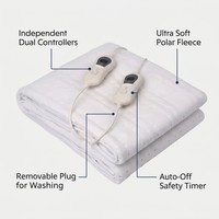 Matelas chauffant à double commande 150*160cm, 6 niveaux de chaleur, arrêt automatique, minuterie 1-10H, lavable, pour lit domestique