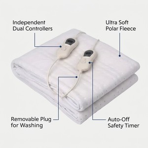 Matelas <span class=keywords><strong>chauffant</strong></span> à double commande 150*160cm, 6 niveaux de chaleur, arrêt automatique, minuterie 1-10H, lavable, <span class=keywords><strong>pour</strong></span> lit domestique - Product Image 2