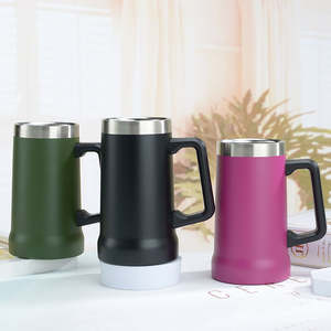 Gobelet isotherme à double paroi en acier inoxydable avec logo personnalisé, 24 oz, 700 ml, <span class=keywords><strong>grand</strong></span> gobelet à bière, mug, tasse avec poignée - Product Image 5