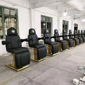 New Design Luxury Black Leather Gold Base Salon Massage <b>Table</b> 3 Motor <b>Electric</b> Facial Spa Bed - Product Image 2