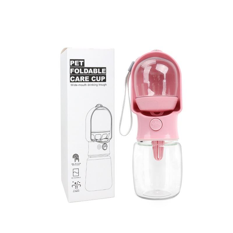 Small pink drinking water + food storage