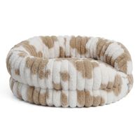 Lit pour chien de luxe personnalisé GRS en tissu velours beige et marron rond Yang Yang Pet