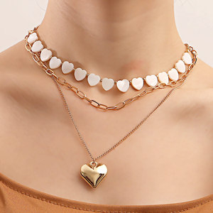 Joyería transfronteriza europea y americana, colgante de nácar blanco de imitación multicapa estilo INS para mujer exagerada - Product Image 1