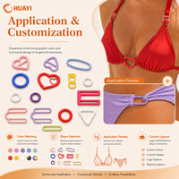 Ajusteurs de soutien-gorge et de bretelles de bikini en forme de cœur, métallisés et colorés, pour la vente en gros d'accessoires de maillot de bain