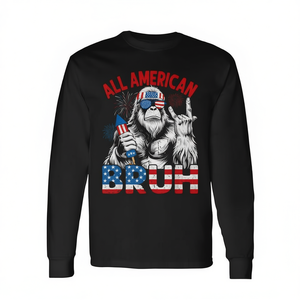 T-shirt à manches longues All American Bigfoot Legend, col ras du cou unisexe, imprimé numérique avec motif de créature mythique - Product Image 2