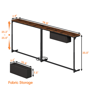 Mesa Consola <span class=keywords><strong>de</strong></span> Altura Ajustable con Carga Inalámbrica y Toma <span class=keywords><strong>de</strong></span> Corriente, Almacenamiento Abatible, Mesa Estrecha <span class=keywords><strong>de</strong></span> 2 Niveles para Entrada/Sofá - Product Image 6