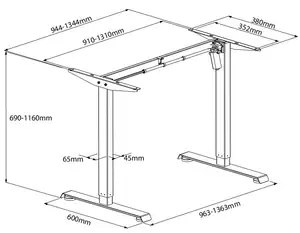 ऑफिस और घर के लिए इकोनॉमिक सिंगल मोटर 2 स्टेज लेग्स इलेक्ट्रिक डेस्क ऊंचाई एडजस्टेबल स्टैंड-सिट डेस्क
