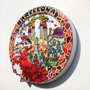 Imanes de nevera magnéticos decorativos 3D de gran venta, artesanías de recuerdo de <span class=keywords><strong>Barcelona</strong></span>, España, con patrones de mosaico redondos - Product Image 2