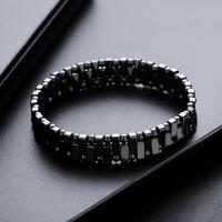 Bracelet élastique pour homme en perles d'hématite irrégulières et de formes différentes