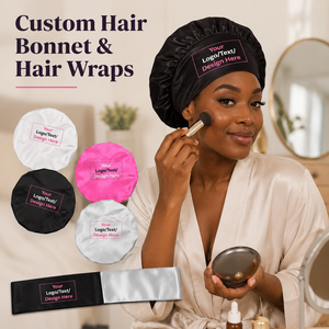 Personalised Private Label Custom Logo Print Soft Silky Satin Night Sleep Durags <strong>Bonnets</strong> and Satin Hair Wrap Elastic Band Set - Product Image 2