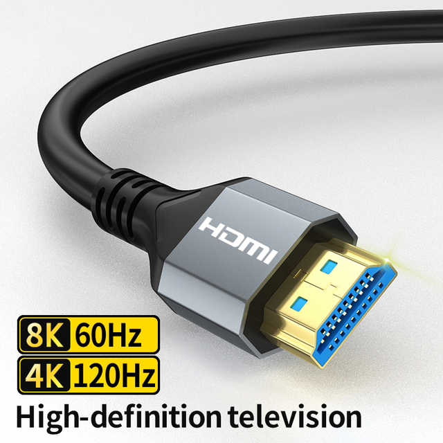 HDTV 2.1 Cable 8K 60Hz 4K 120Hz 2K 240Hz, Grey Metal Shell, CCS Conductor,PVC Jacket for PS4/5, Xbox, TV Projector Audio Video