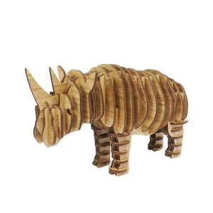 Chất lượng cao bằng gỗ <span class=keywords><strong>3D</strong></span> loạt động vật tê giác ghép hình câu đố cho người lớn trẻ em giáo dục tự làm đồ chơi với đóng gói tốt - Product Image 1