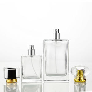 Portable Square 50ml &amp; 100ml Clear Glass <strong>Perfume</strong> Bottles Refillable Empty <strong>Atomizer</strong> Pump Sprayer Screen Printed for Fragrances - Product Image 3