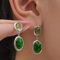 Boucles d'oreilles pendantes ZSZL Mystique en acier inoxydable plaqué or avec pierre en verre, design simple et élégant pour femmes