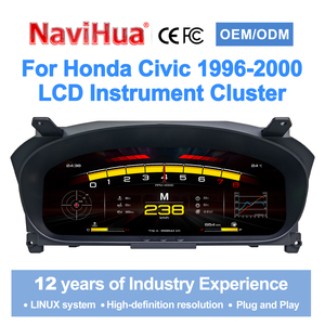 NaviHua สำหรับ Honda Civic ปี 1996-2000 ชุดหน้าปัดดิจิตอลในรถยนต์ มาตรวัดความเร็วอัตโนมัติ จอแสดงผล LCD แบบ Virtual Cockpit อัพเกรดหน้าจอแดชบอร์ด - Product Image 2
