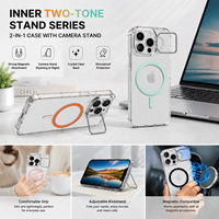 Casing Ponsel Magnetik Anti-Sidik Jari Tahan Banting Dual Warna TPU+PC dengan Penyangga Lensa Logam untuk 18/17/16/15