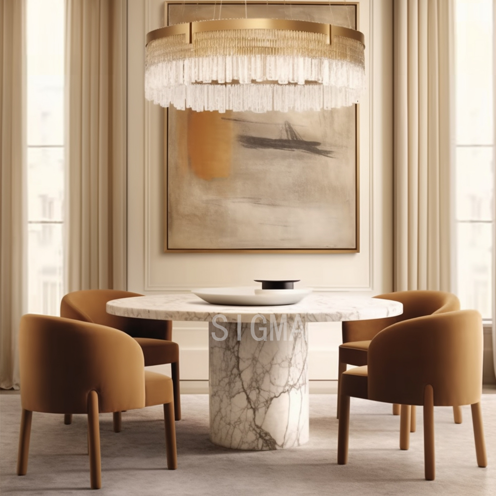 Modern Home Furniture Luxury Dining Table Set Multi-Size Round Dining Table