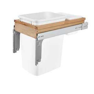 Poubelle contemporaine à montage supérieur en bois pour armoire de cuisine, support coulissant pour poubelle - Product Image 3