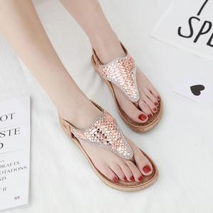 Venta caliente verano gran tamaño zapato plano <span class=keywords><strong>de</strong></span> moda Casual <span class=keywords><strong>Mujer</strong></span> Sandalias - Product Image 4