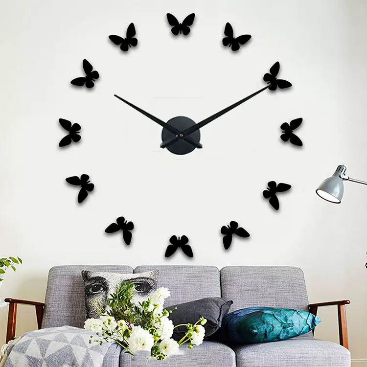 Wholesale Circle Nordic Beautiful Machine Quartz Butterfly Printable 3D Wall Clocks on Wall for Home