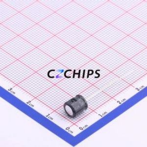 Condensateur électrolytique en aluminium à montage traversant 16MH7100MEFC6.3X7, D6.3xL7mm 100uF 20% 16V 2.5mm - Product Image 2