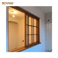 Ventanas DEYANS de Madera Revestida de Aluminio, Ventanas con Rejilla Resistentes a la Humedad y Anti-Termitas, Estilo Francés Retro para Resorts Tropicales y B&B